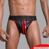 Jockstrap en cuir noir / rouge