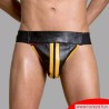 Jockstrap en cuir noir / jaune