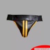 Jockstrap en cuir noir / jaune