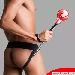 Paddle « Naughty or Nice » en cuir et aluminium.