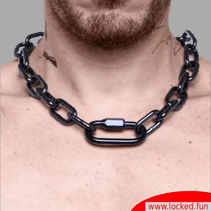 Collier noir BDSM en chaîne - Ruthénium