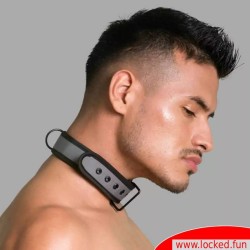 Collier gris BDSM en néoprène
