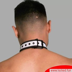 Collier blanc BDSM en néoprène