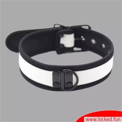 Collier blanc BDSM en néoprène