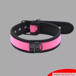Collier rose BDSM en néoprène