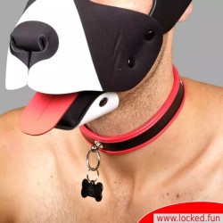 Collier fin en cuir noir rouge