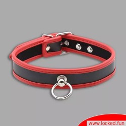 Collier fin en cuir noir rouge