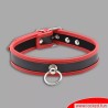 Collier fin en cuir noir rouge
