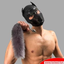 Plug anal Bad Puppy avec queue à fourrure argentée – Cosplay & Human Pup Play