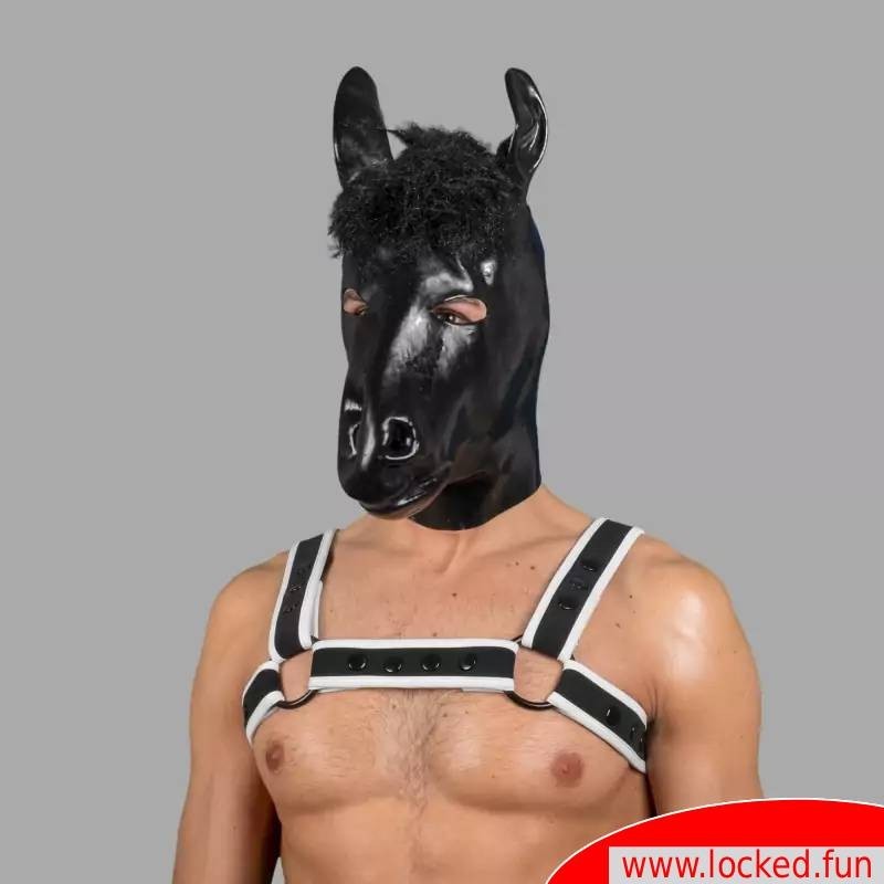 Tête de cheval en latex pour les poneys humains