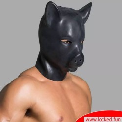 Masque de tête cochon en latex noir