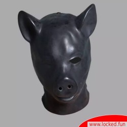 Masque de tête cochon en latex noir