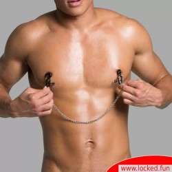 Pinces à tétons Black Tiger - Pinces à seins BDSM réglables avec chaîne en acier