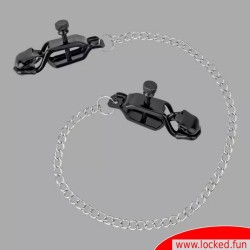Pinces à tétons Black Tiger - Pinces à seins BDSM réglables avec chaîne en acier