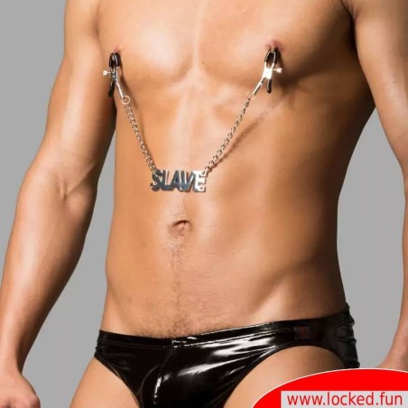 Pinces à tétons avec chaîne SLAVE