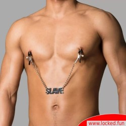Pinces à tétons avec chaîne SLAVE