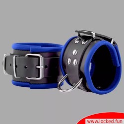 Menottes de bondage en cuir noir bleu