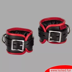 Menottes chevilles en cuir, noir  rouge - AMSTERDAM