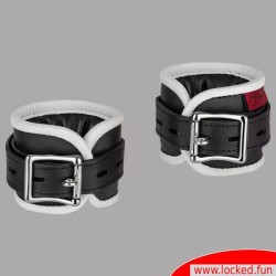 Menottes chevilles en cuir, noir  blanc  - AMSTERDAM