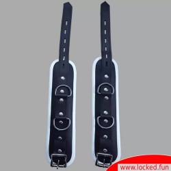 Menottes chevilles en cuir, noir  blanc  - AMSTERDAM