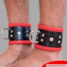 Menottes chevilles en cuir, rembourrées - noir  rouge
