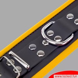 Menottes chevilles en cuir, rembourrées - noir  jaune
