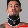 Collier postural BDSM en cuir – noir blanc