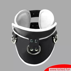 Collier postural BDSM en cuir – noir blanc