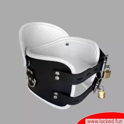 Collier postural BDSM en cuir – noir blanc
