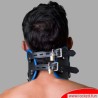 Collier postural BDSM en cuir – noir/bleu