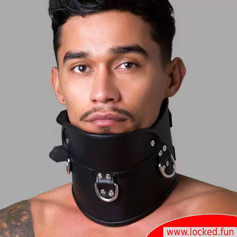 Collier postural BDSM en cuir – noir