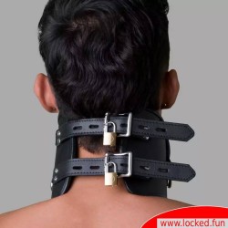 Collier postural BDSM en cuir – noir