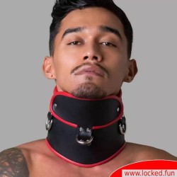 Collier postural BDSM en cuir – noir rouge