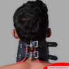 Collier postural BDSM en cuir – noir/rouge