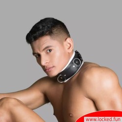 Collier en cuir – noir blanc - Amsterdam