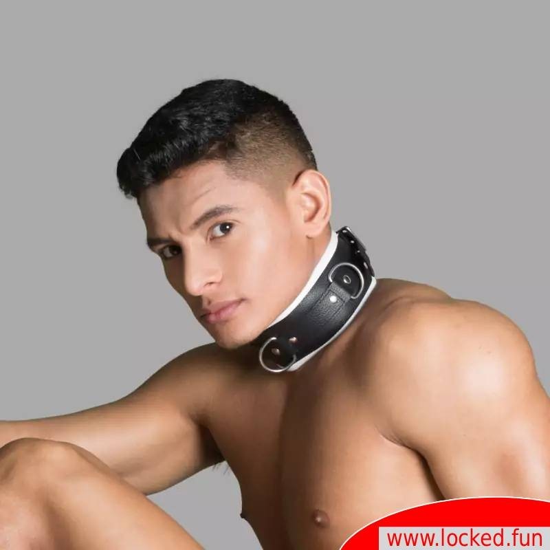 Collier en cuir – noir blanc - Amsterdam