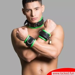 Collier en cuir – noir vert - Amsterdam