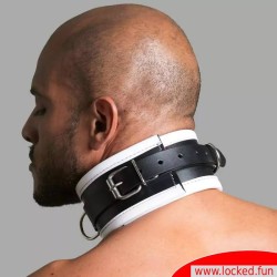 Collier de bondage en cuir noir blanc