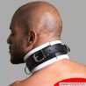 Collier de bondage en cuir noir blanc