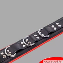 Collier de bondage en cuir noir  rouge