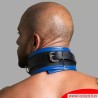 Collier de bondage en cuir noir  bleu Collier de bondage en cuir noir  bleu