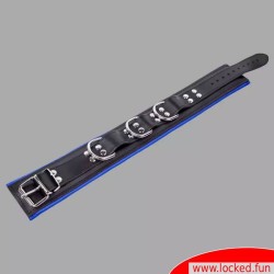 Collier de bondage en cuir noir  bleu