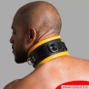Collier de bondage en cuir noir  jaune