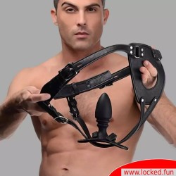 Harnais pour plug anal avec anneau pénien