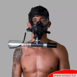 Flacon de poppers avec raccord pour masque à gaz