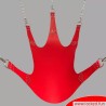 Sling de fisting rouge en cuir avec une suspension à 5 points