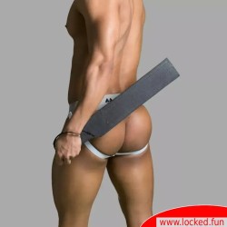 Pagaie en cuir Noir - Jaune