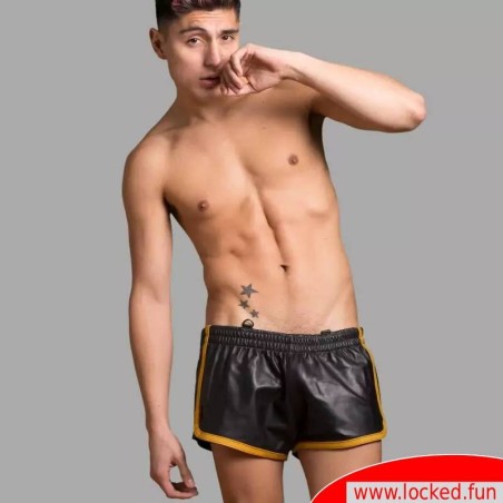 Shorts de foot en cuir – Édition fétiche - jaune