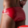 Slip rouge effet mouillé en cuir vernis - TOF PARIS