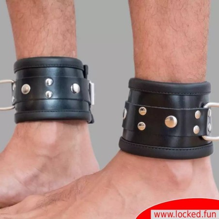 Menottes chevilles en cuir de veau, rembourrées